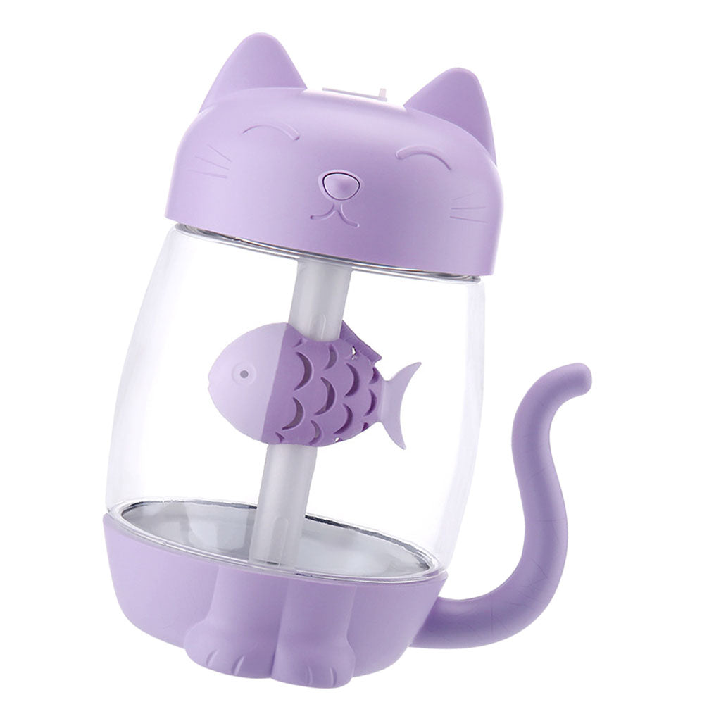 3 In 1 USB Cute Cat Air Humidifier Cool Mist Maker Mini Humidifier  Purple