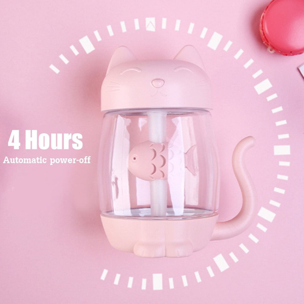 3 In 1 USB Cute Cat Air Humidifier Cool Mist Maker Mini Humidifier  Pink