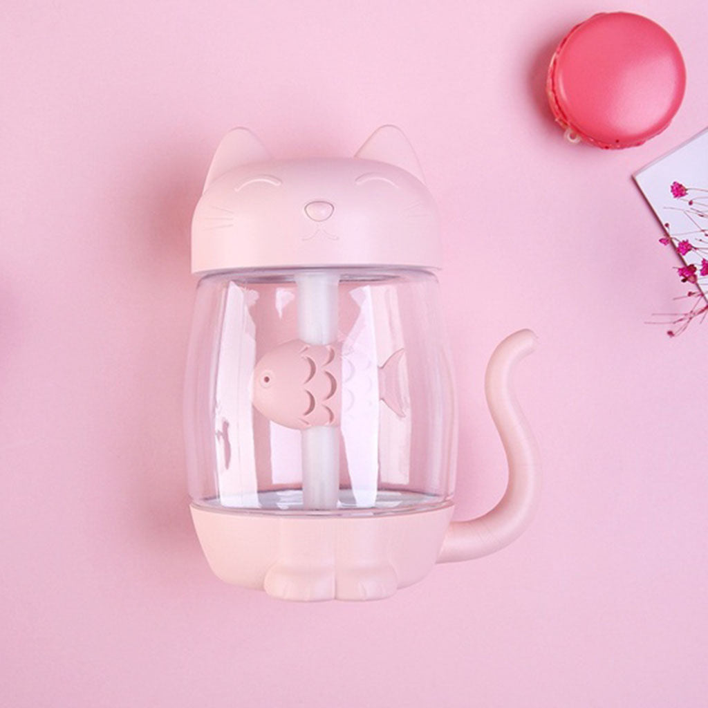 3 In 1 USB Cute Cat Air Humidifier Cool Mist Maker Mini Humidifier  Pink