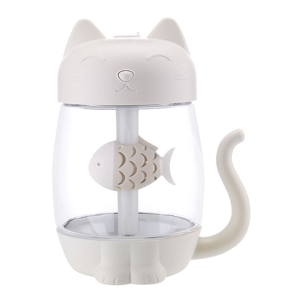 3 In 1 USB Cute Cat Air Humidifier Cool Mist Maker Mini Humidifier  White