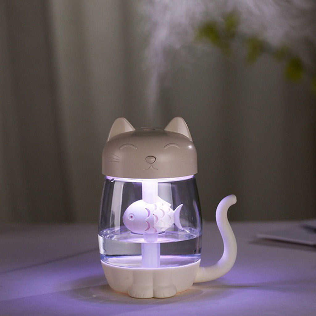 3 In 1 USB Cute Cat Air Humidifier Cool Mist Maker Mini Humidifier  White