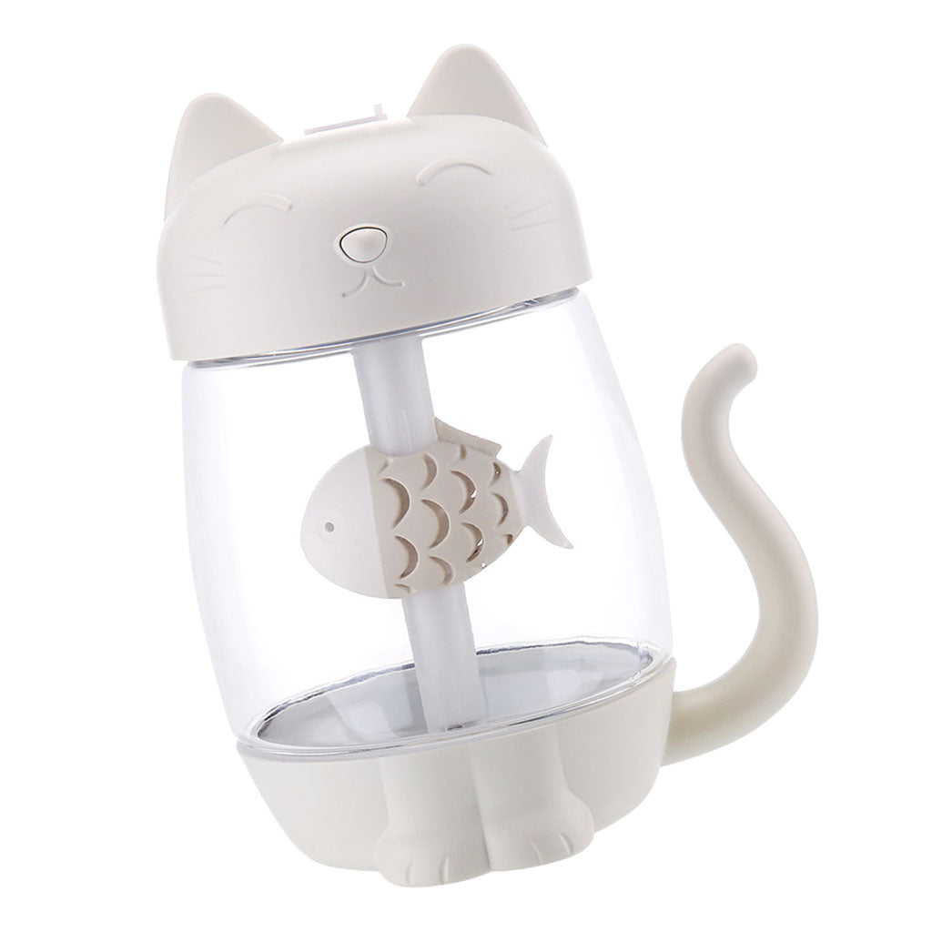 3 In 1 USB Cute Cat Air Humidifier Cool Mist Maker Mini Humidifier  White