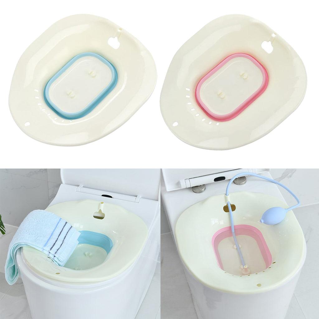 Foldable Plastic Sitz Bath Tubs Perineal Hemorrhoidal Soak Pain Relief  Blue