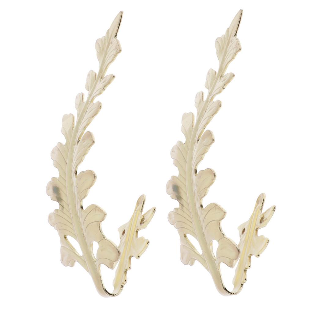 2pcs Curtain Tieback Hooks Leaf-Shaped Drapery Holder Wall Hanger Golden