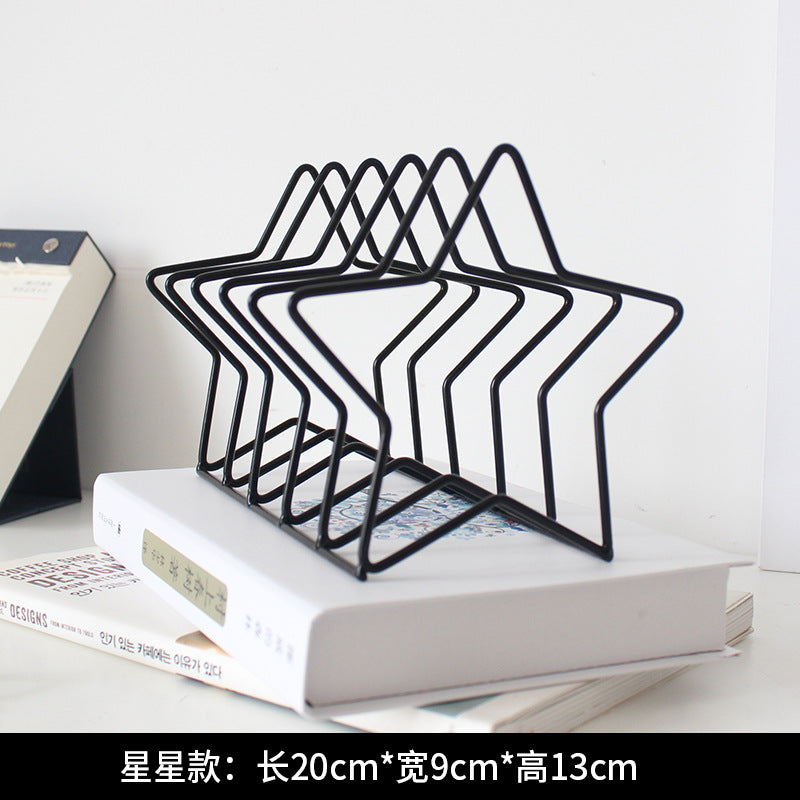 Metal Wire Desktop Storage Book Rack Magazine Newspaper Holder 5 Star