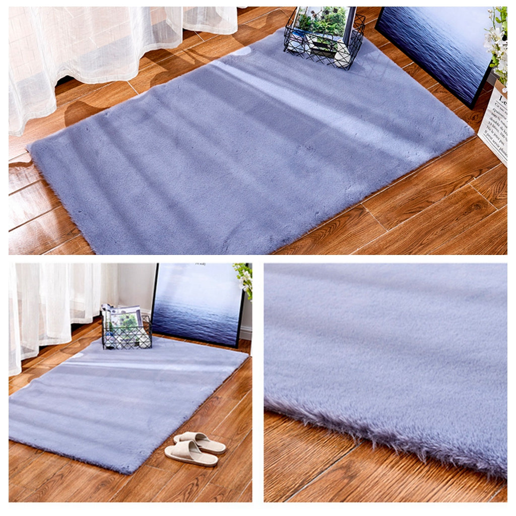 Living Room Area Rug, Faux Fur Plush Floor Mat for Bedroom 60x90cm Grey