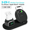 3 in1 10W Wireless Fast Charging Dock Cradle for iPhone / Apple Watch Black