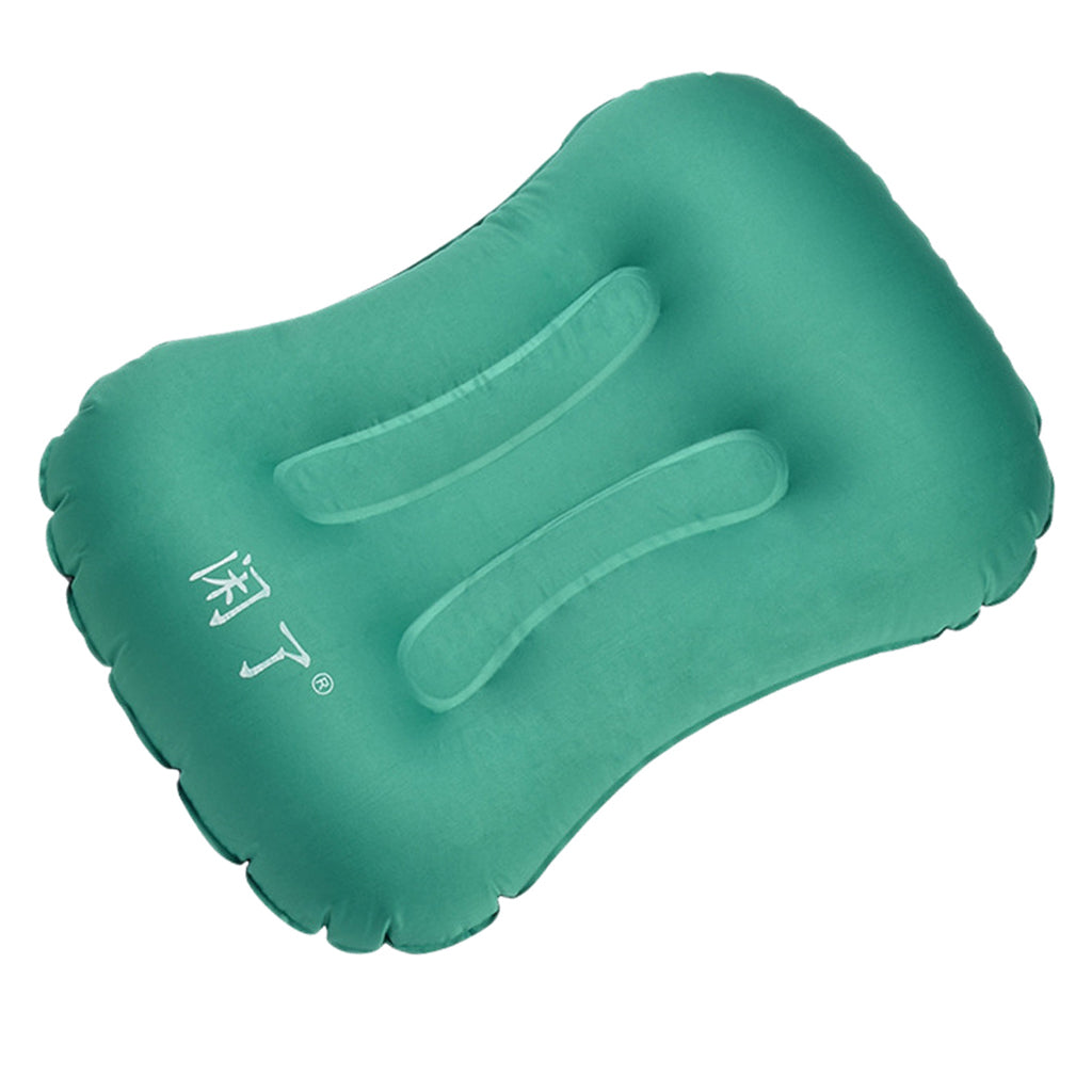 Inflatable Pillow Travel Air Cushion Travel Head Rest Support Green