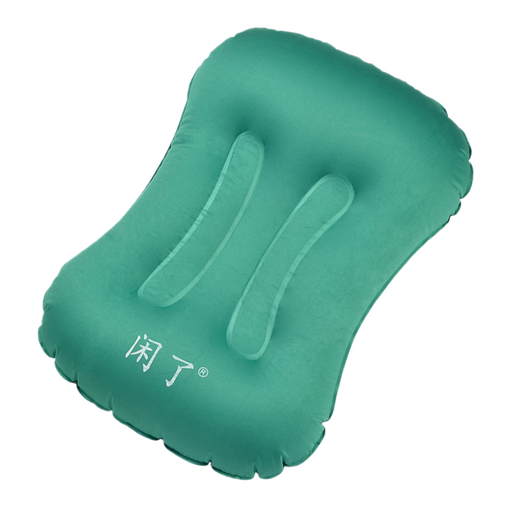 Inflatable Pillow Travel Air Cushion Travel Head Rest Support Green