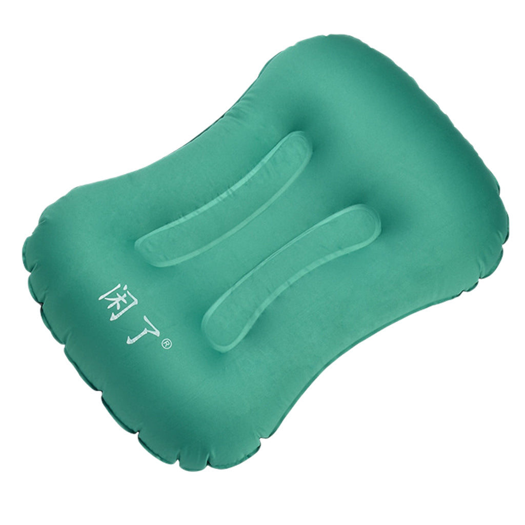 Inflatable Pillow Travel Air Cushion Travel Head Rest Support Green