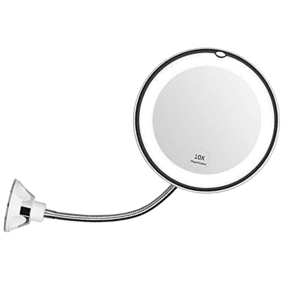 Flexible Gooseneck 10X Magnified Lighted Makeup Shaving Swivel Mirror 17cm