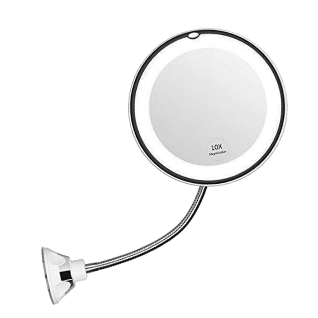 Flexible Gooseneck 10X Magnified Lighted Makeup Shaving Swivel Mirror 17cm