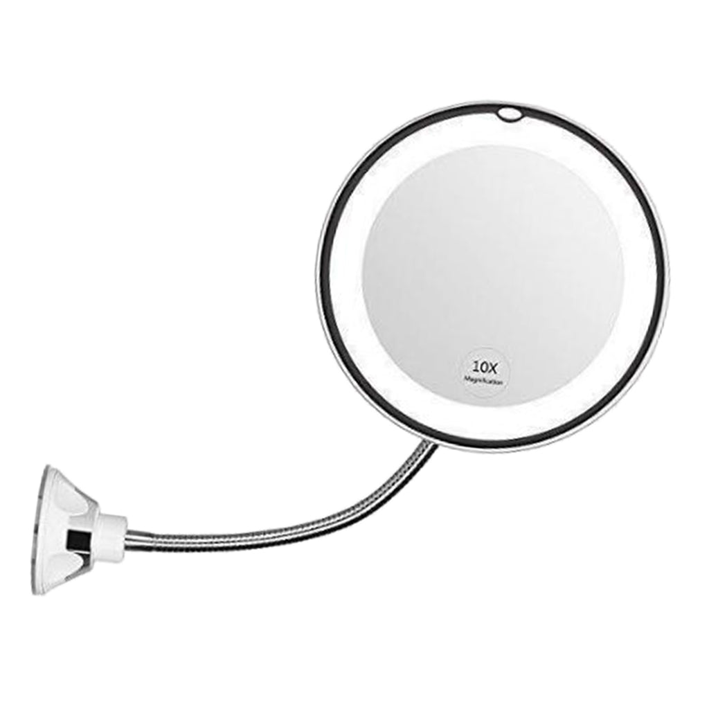 Flexible Gooseneck 10X Magnified Lighted Makeup Shaving Swivel Mirror 17cm