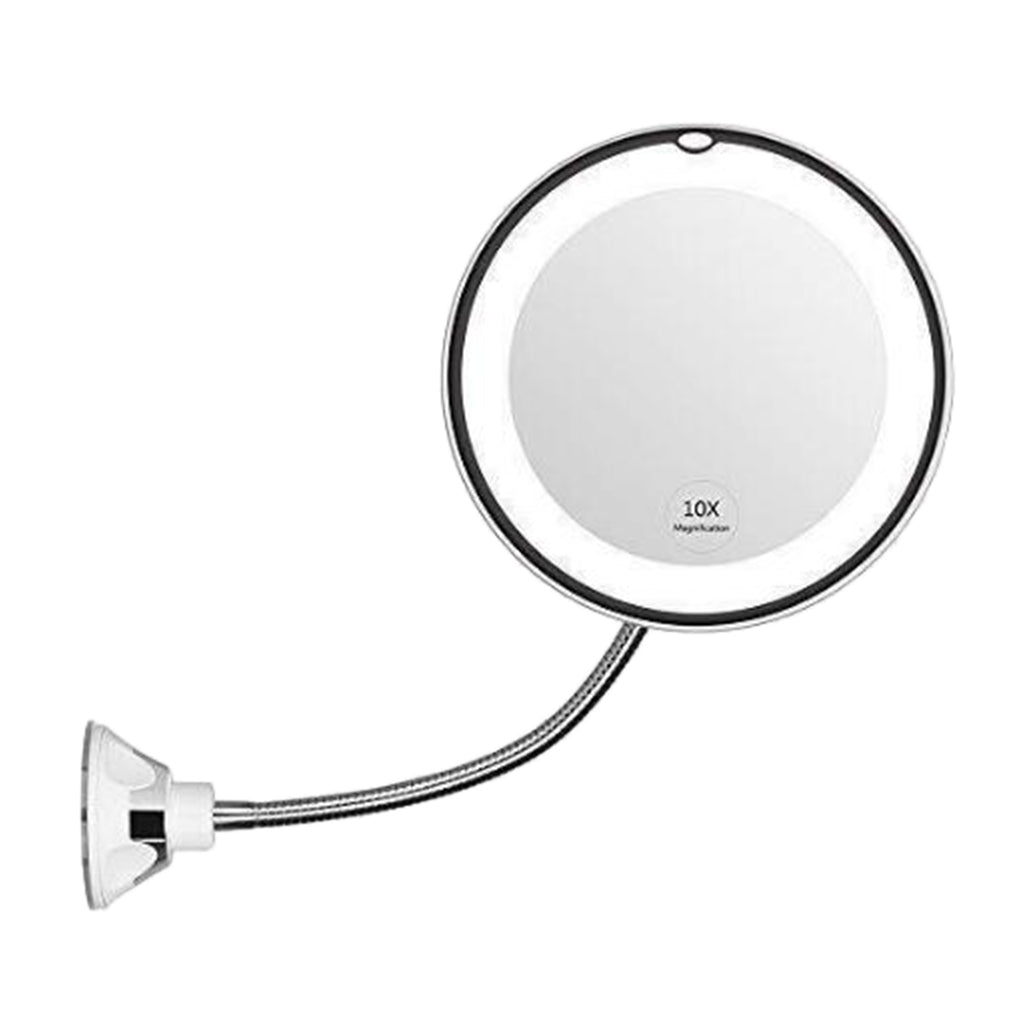 Flexible Gooseneck 10X Magnified Lighted Makeup Shaving Swivel Mirror 17cm