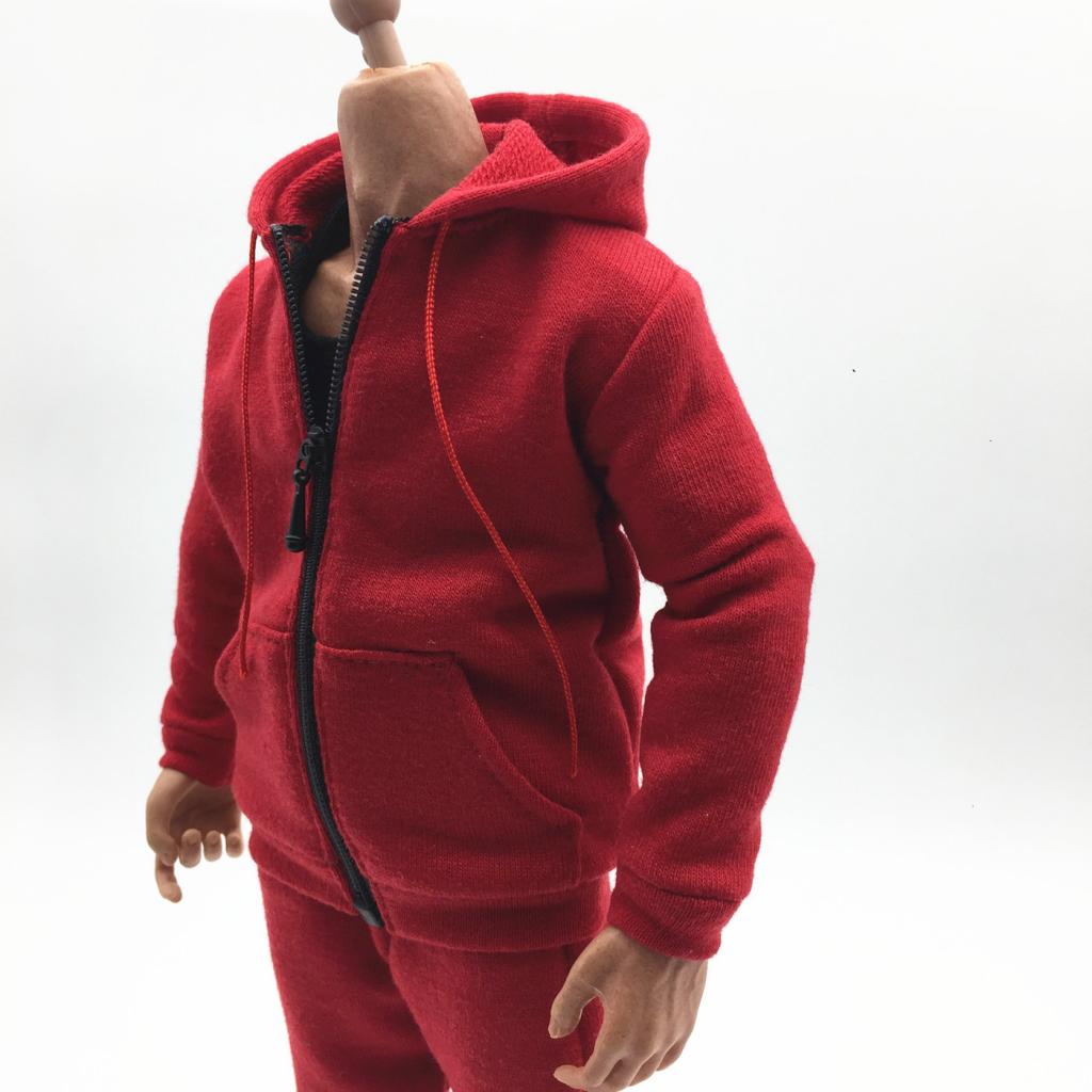 1/6 Men Hooddie Set Clothing for Phicen Figures Toy Accessories Parts red