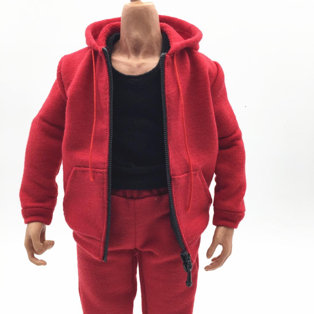 1/6 Men Hooddie Set Clothing for Phicen Figures Toy Accessories Parts red