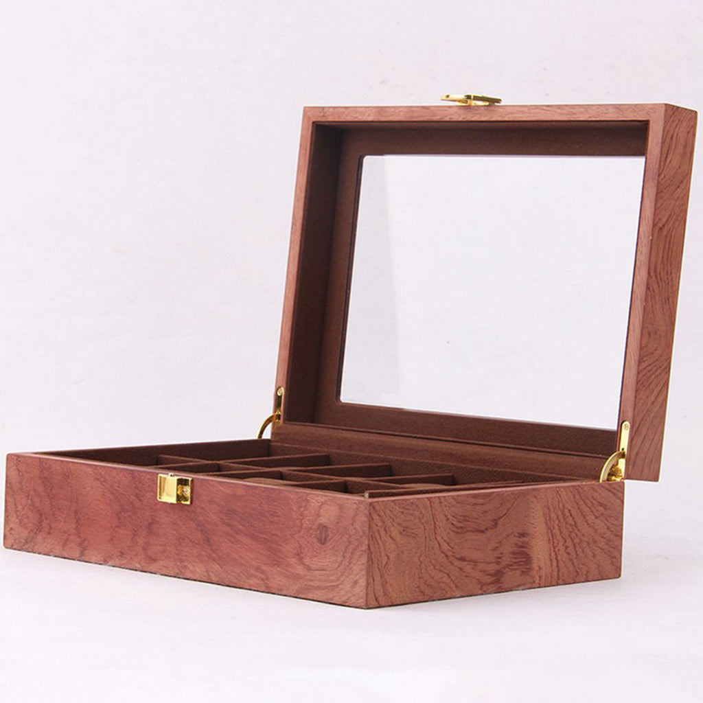 Watch Box Wooden Display Case Organizer 12 Slot Rosewood Grain