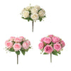 Cloth Fake Rose Flowers Bunch 9 Heads f/ Wedding Party Home Decor White