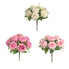 Cloth Fake Rose Flowers Bunch 9 Heads f/ Wedding Party Home Decor White