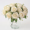 Cloth Fake Rose Flowers Bunch 9 Heads f/ Wedding Party Home Decor White