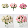 Cloth Fake Rose Flowers Bunch 9 Heads f/ Wedding Party Home Decor White