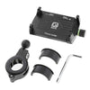 Motorcycle Handlebar Phone Holder GPS Mount+USB Charger Aluminum Alloy Black