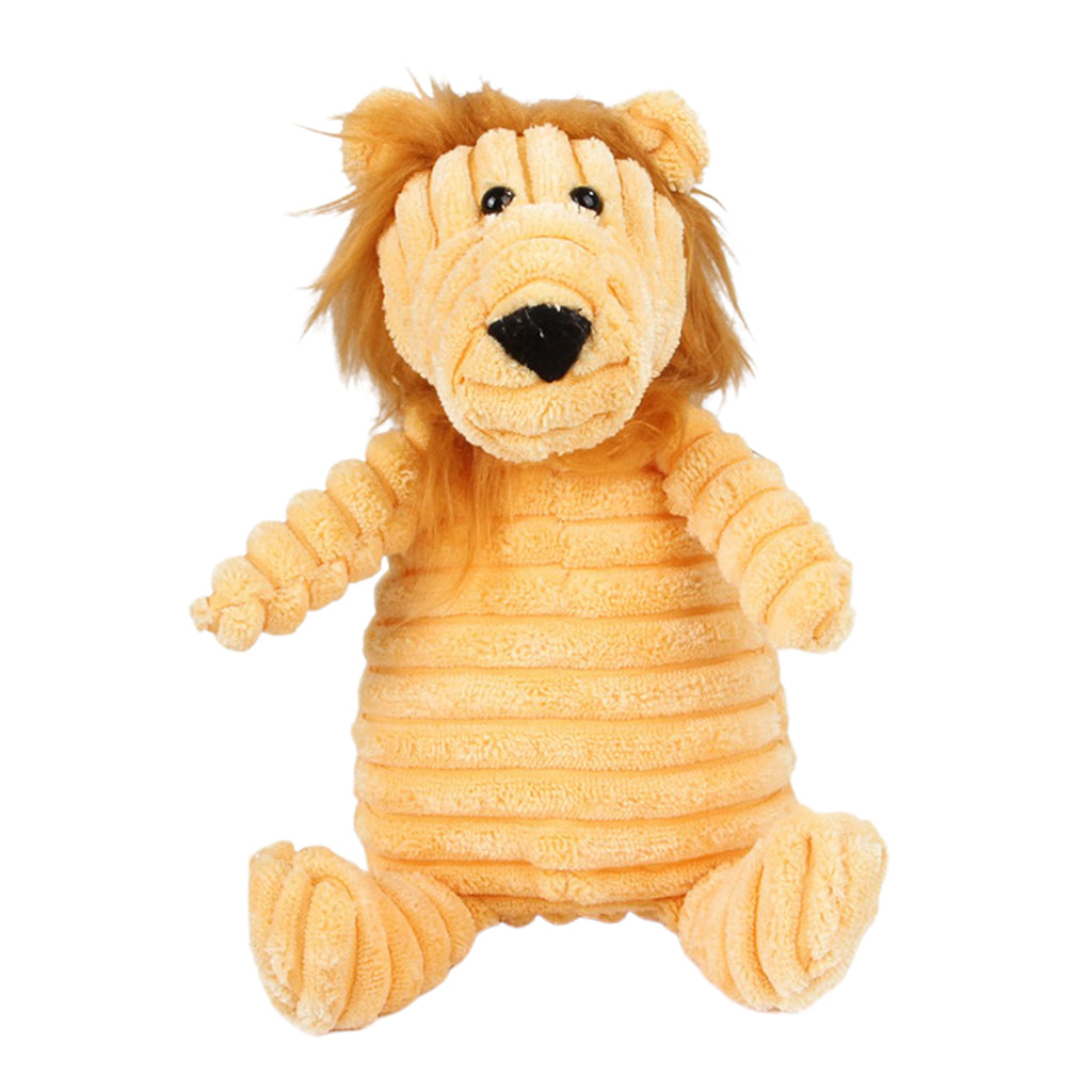 Animal Shape Corduroy Pet Toy Dog Puppy Chewing Biting Toy Lion