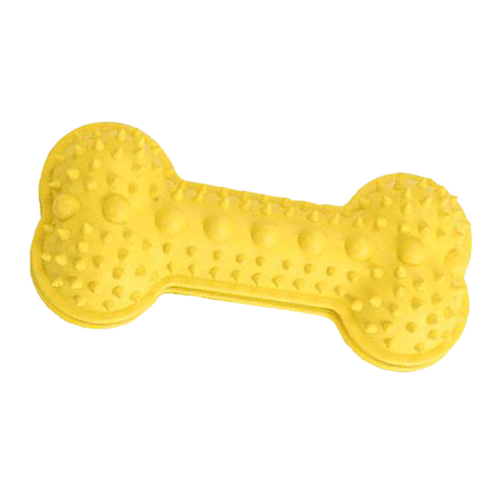 Rubber Bone Shape Dog Chew Toys Food Leaking Toy Pet Training Supply Yellow