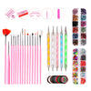 Nail Art Tool Kit Painting Brushes Dotting Pen Rhinestones Striping Tape Set