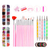 Nail Art Tool Kit Painting Brushes Dotting Pen Rhinestones Striping Tape Set