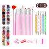 Nail Art Tool Kit Painting Brushes Dotting Pen Rhinestones Striping Tape Set