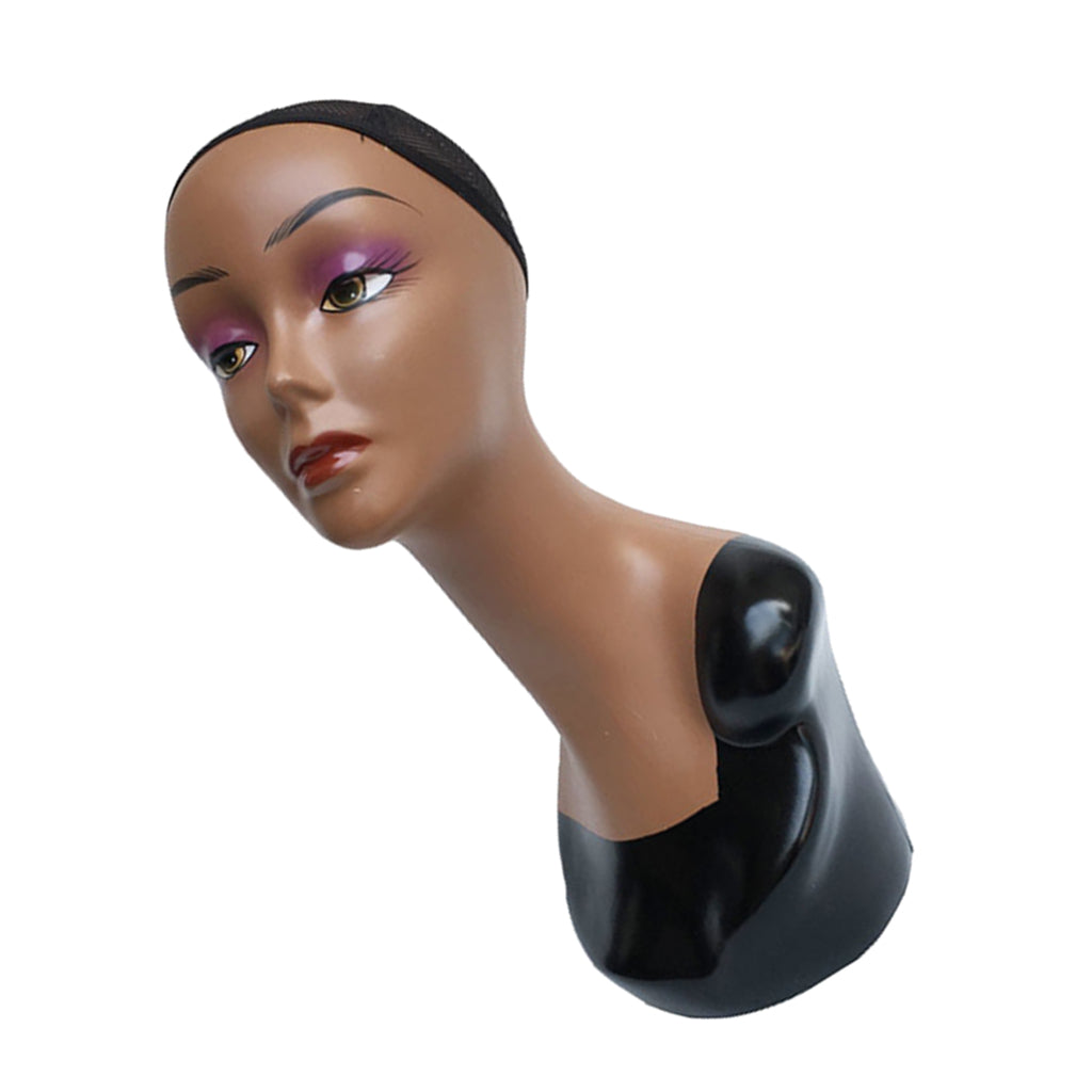 Female Mannequin Manikin Head Model Wig Jewelry Glasses Display Stand Black