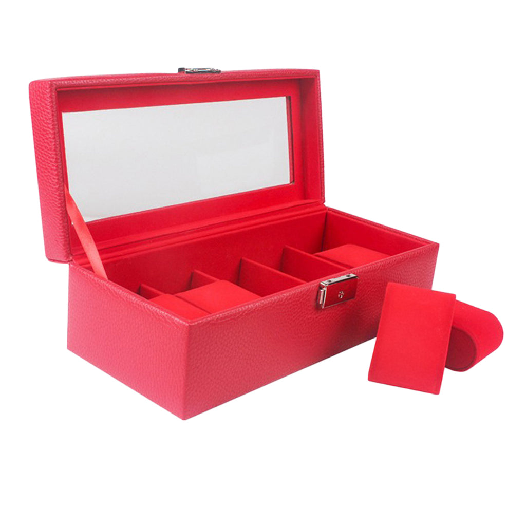 Watch Box 5 Mens Watch Organizer Jewelry Display Case Red