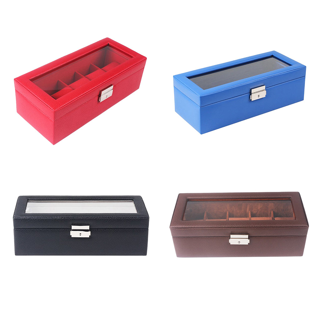 Watch Box 5 Mens Watch Organizer Jewelry Display Case Red