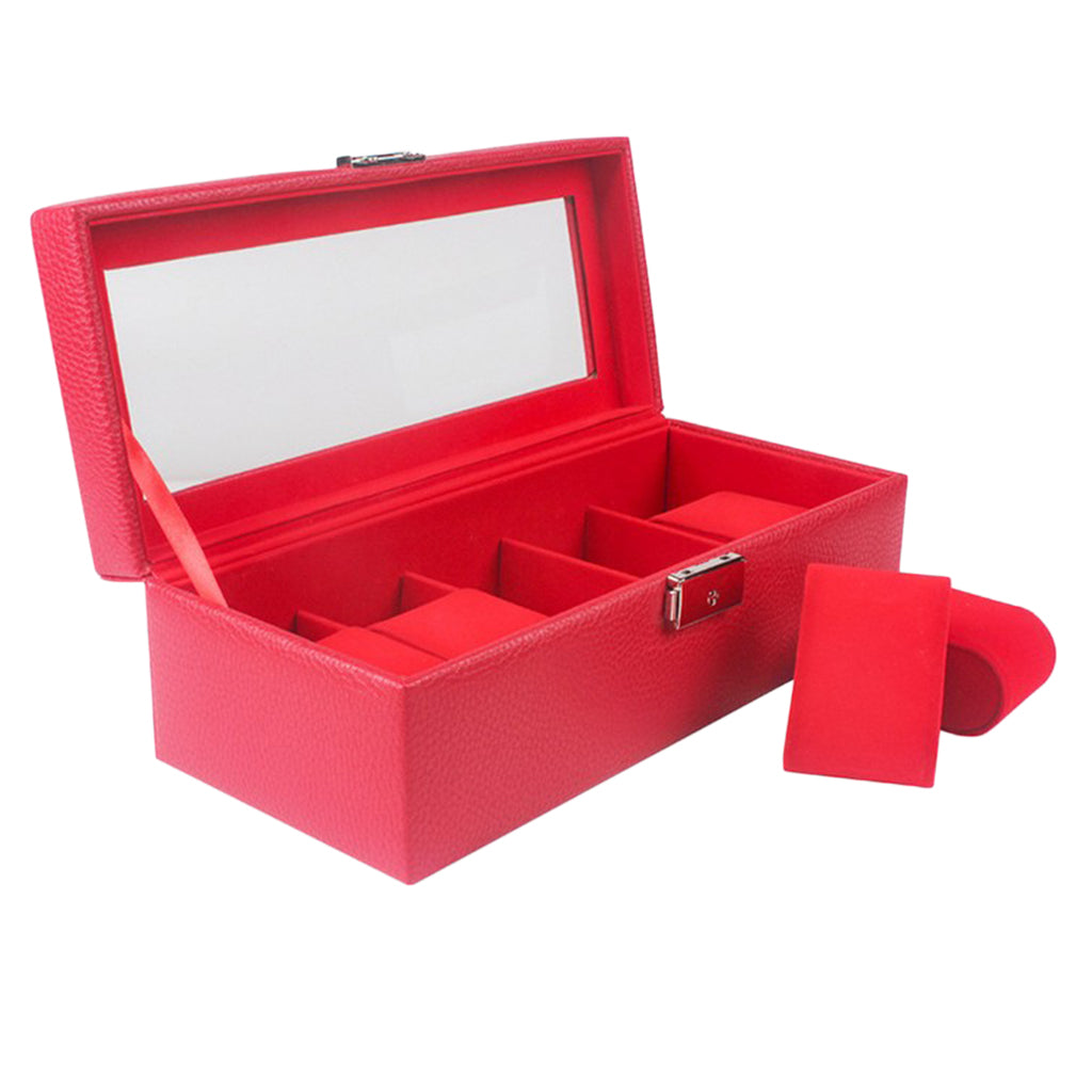 Watch Box 5 Mens Watch Organizer Jewelry Display Case Red