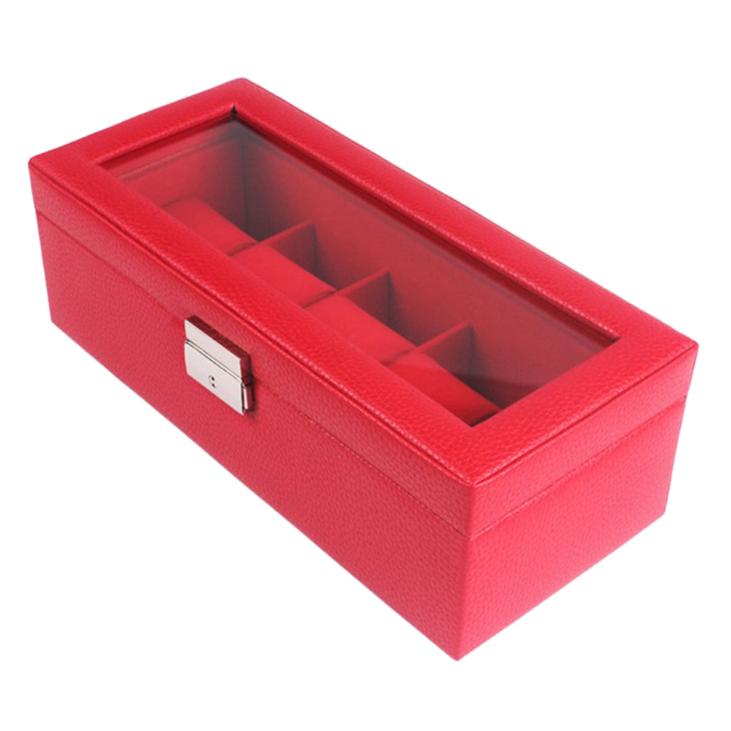 Watch Box 5 Mens Watch Organizer Jewelry Display Case Red