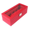 Watch Box 5 Mens Watch Organizer Jewelry Display Case Red