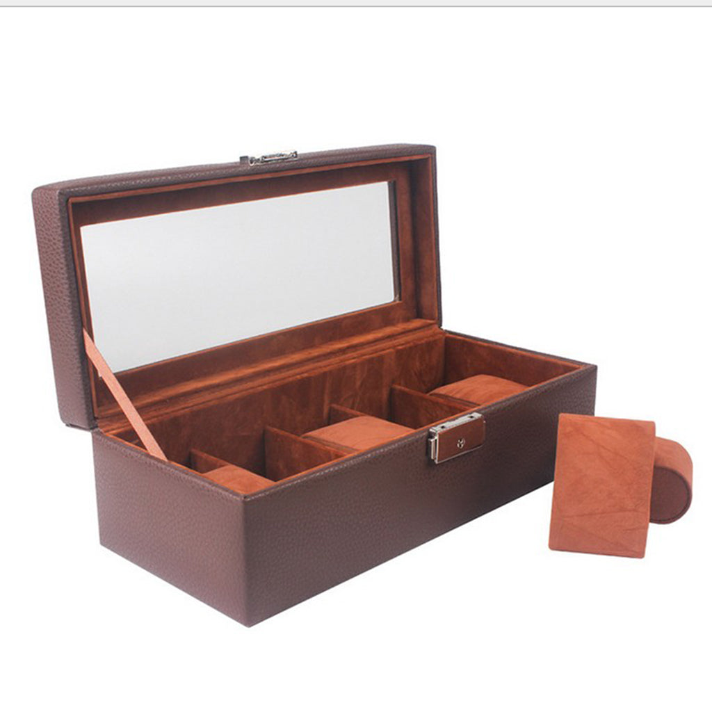 Watch Box 5 Mens Watch Organizer Jewelry Display Case Coffee