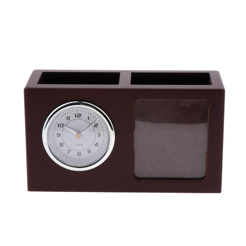 Tabletop Alarm Clock with Pen Holder Home Office Tabletop Organizer Coffee