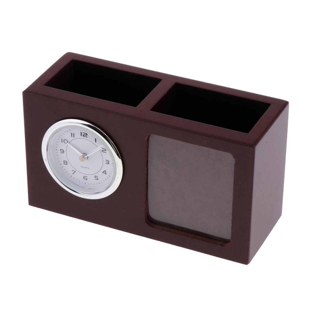 Tabletop Alarm Clock with Pen Holder Home Office Tabletop Organizer Coffee