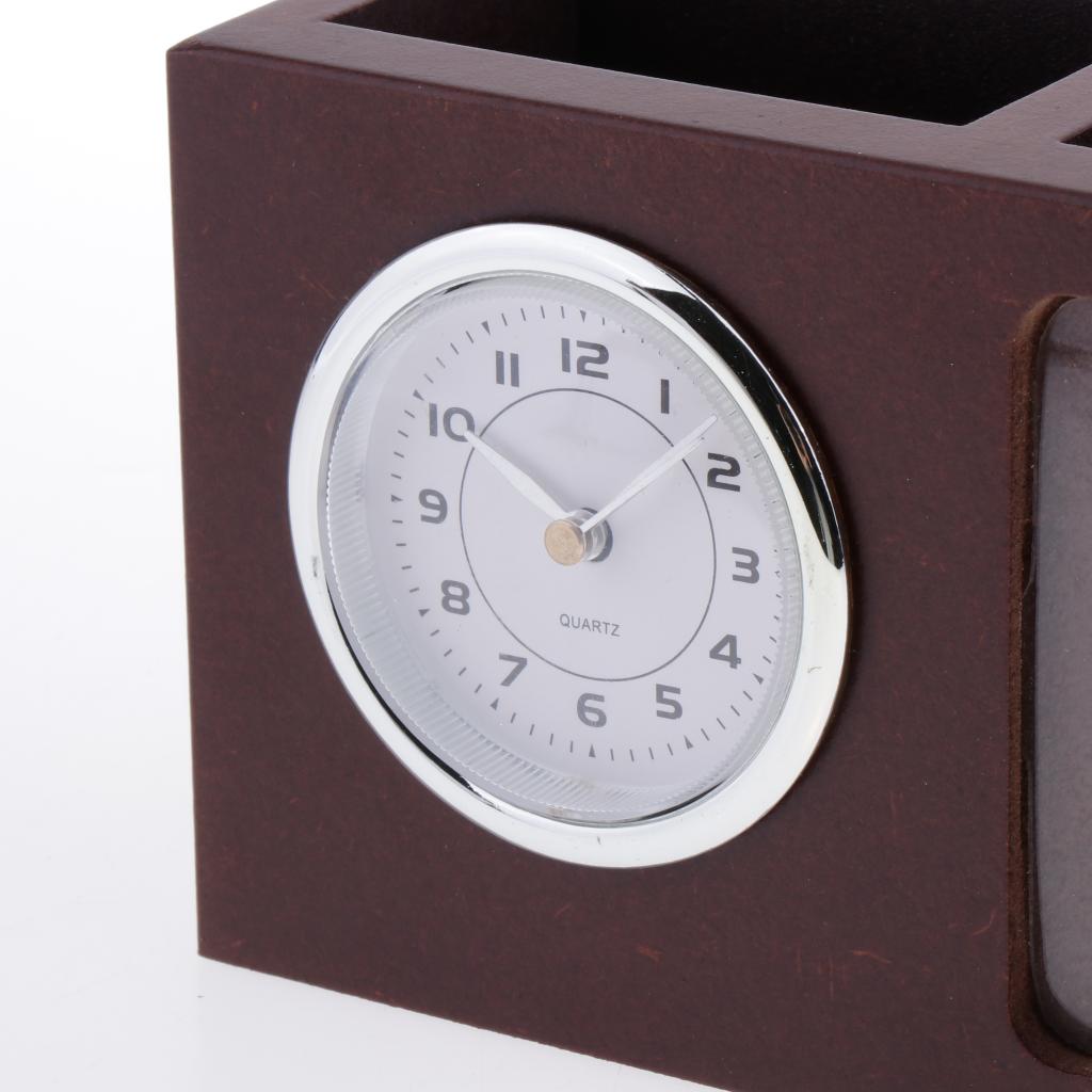 Tabletop Alarm Clock with Pen Holder Home Office Tabletop Organizer Coffee