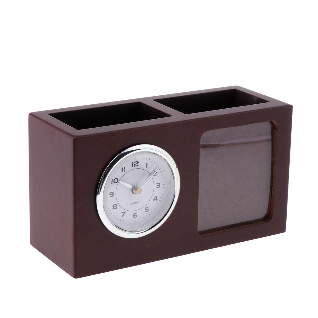 Tabletop Alarm Clock with Pen Holder Home Office Tabletop Organizer Coffee