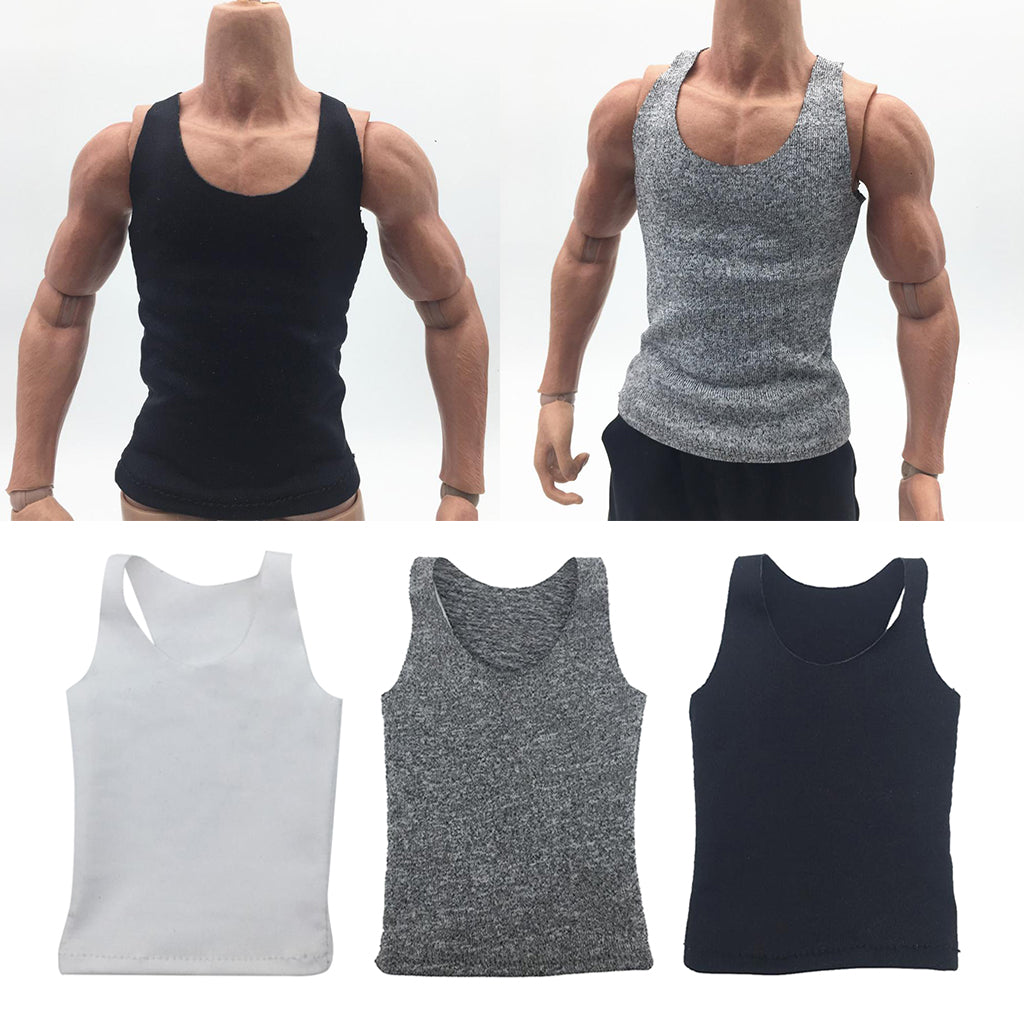 1pc 1/6 Men Sports Vest Soldier Clothing for HT Toys Accessories Parts white