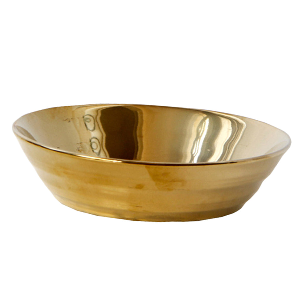 1 Pc Exquisite Stylish Gold-plated Ceramic Tableware Dish Plate 17.5x4.5cm