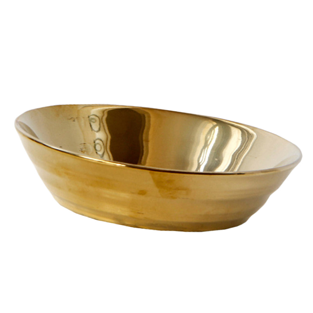 1 Pc Exquisite Stylish Gold-plated Ceramic Tableware Dish Plate 17.5x4.5cm