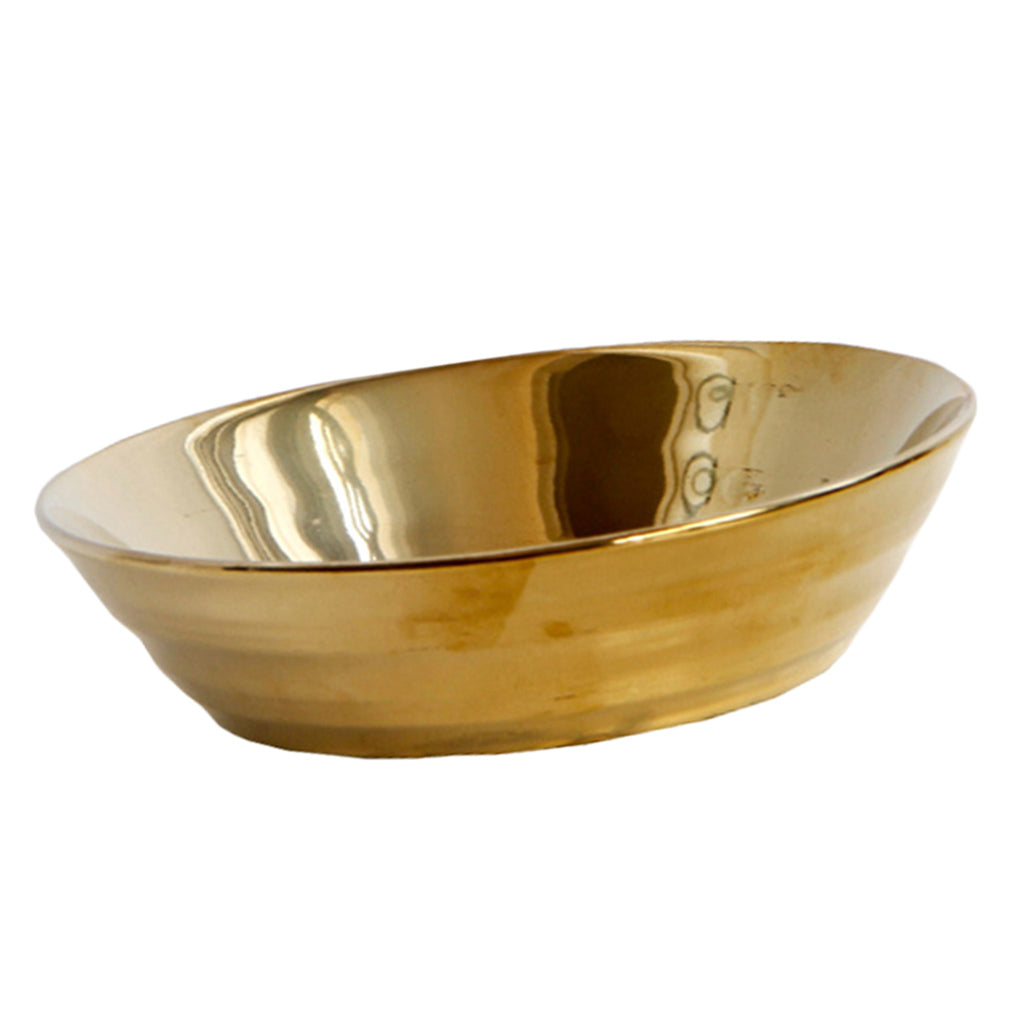 1 Pc Exquisite Stylish Gold-plated Ceramic Tableware Dish Plate 17.5x4.5cm