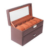 20 Slot 2-Tier Watch Box Jewelry Display Drawer Organizer with Lid Brown