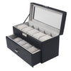 20 Slot 2-Tier Watch Box Jewelry Display Drawer Organizer with Lid Black