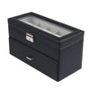 20 Slot 2-Tier Watch Box Jewelry Display Drawer Organizer with Lid Black