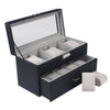 20 Slot 2-Tier Watch Box Jewelry Display Drawer Organizer with Lid Black